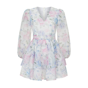 Dress Megan with organza print hydrangea