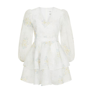 Dress Megan with organza print mimosa