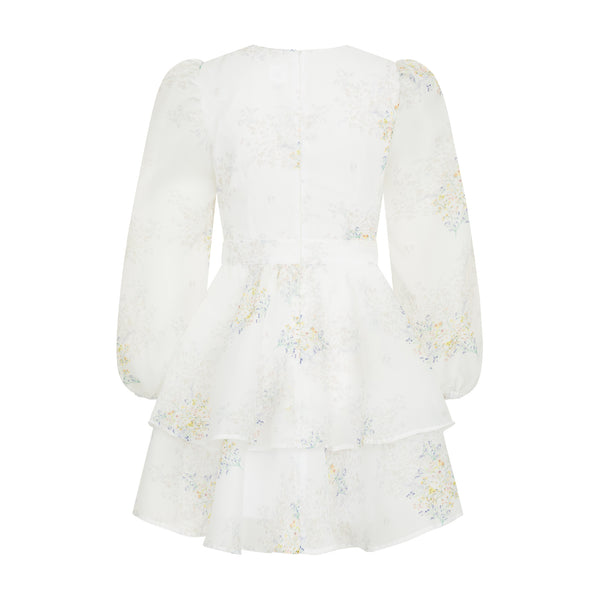 Dress Megan with organza print mimosa