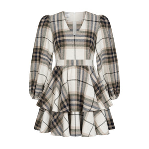 Dress Klari warm khaki check