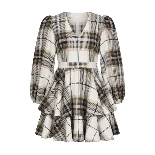 Dress Klari warm khaki check