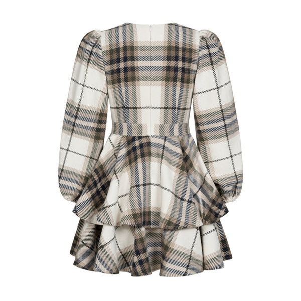 Dress Klari warm khaki check