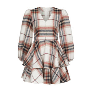 Dress Klari warm red check