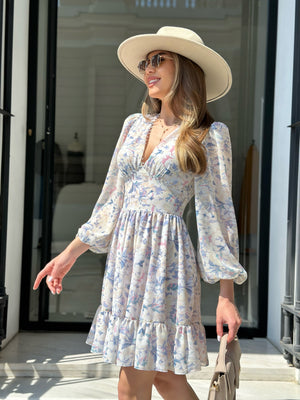 Dress Floral blurred print chiffon