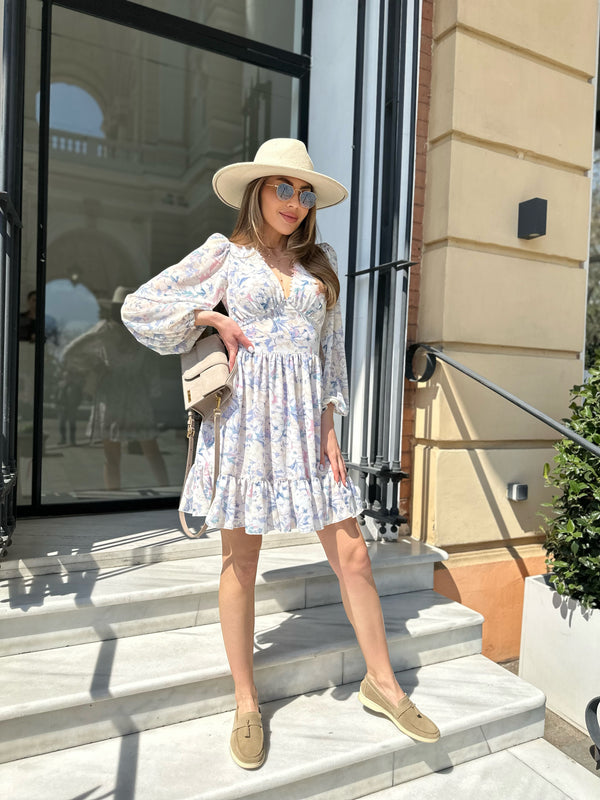 Dress Floral blurred print chiffon