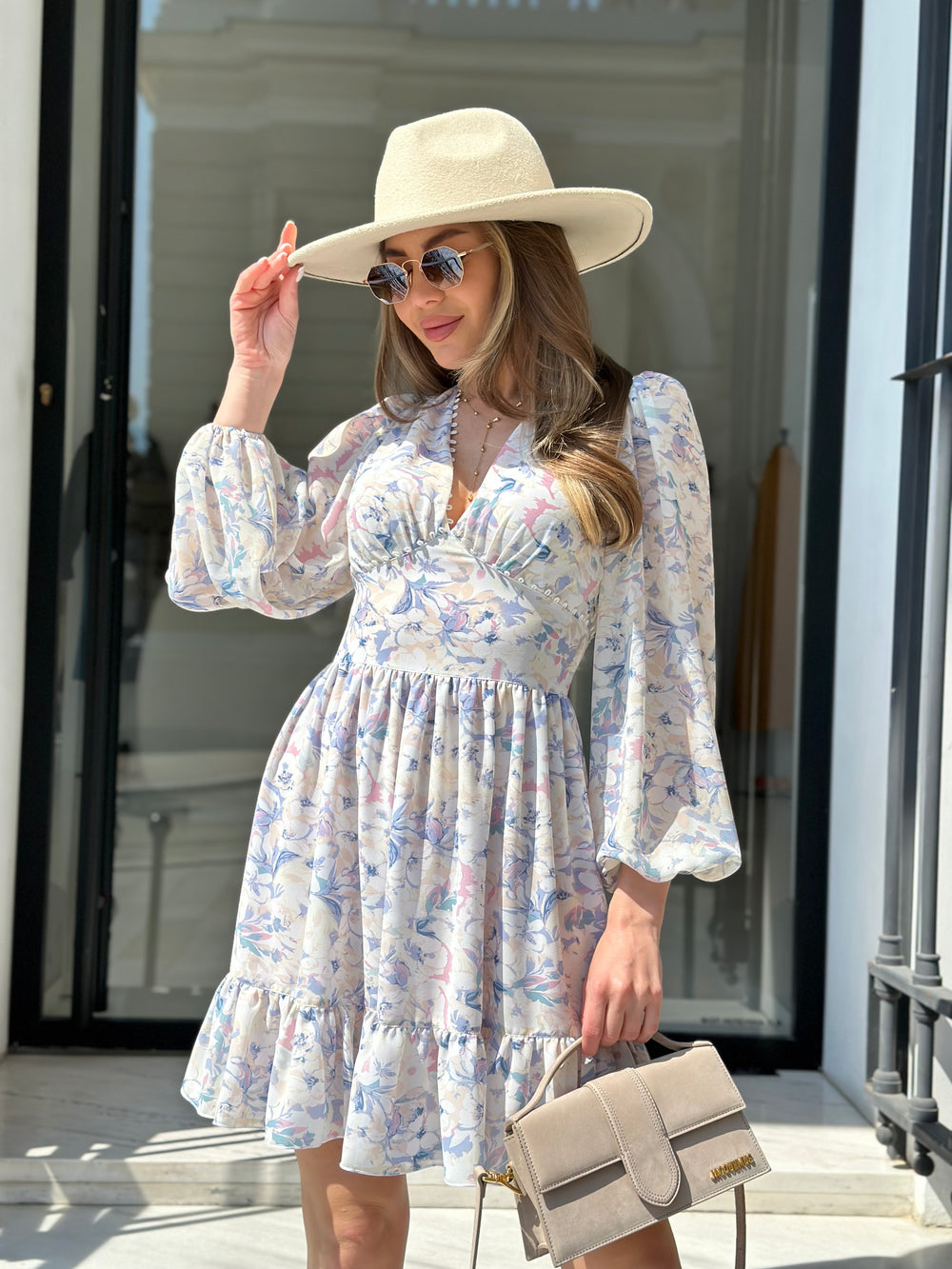 Dress Floral blurred print chiffon