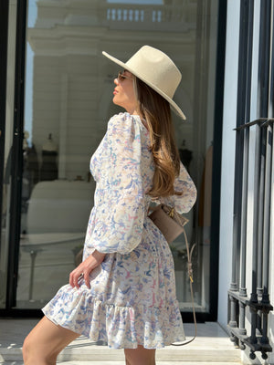 Dress Floral blurred print chiffon