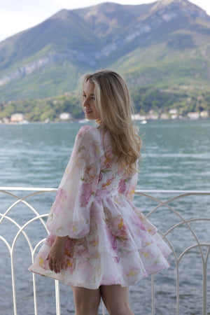 Dress Megan with organza print pions