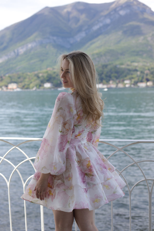 Dress Megan with organza print pions