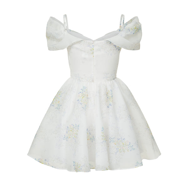 Dress Amelia with organza print mimosas