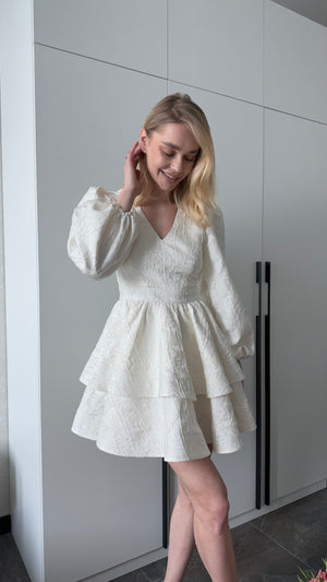 Klari dress jacquard with regilin white