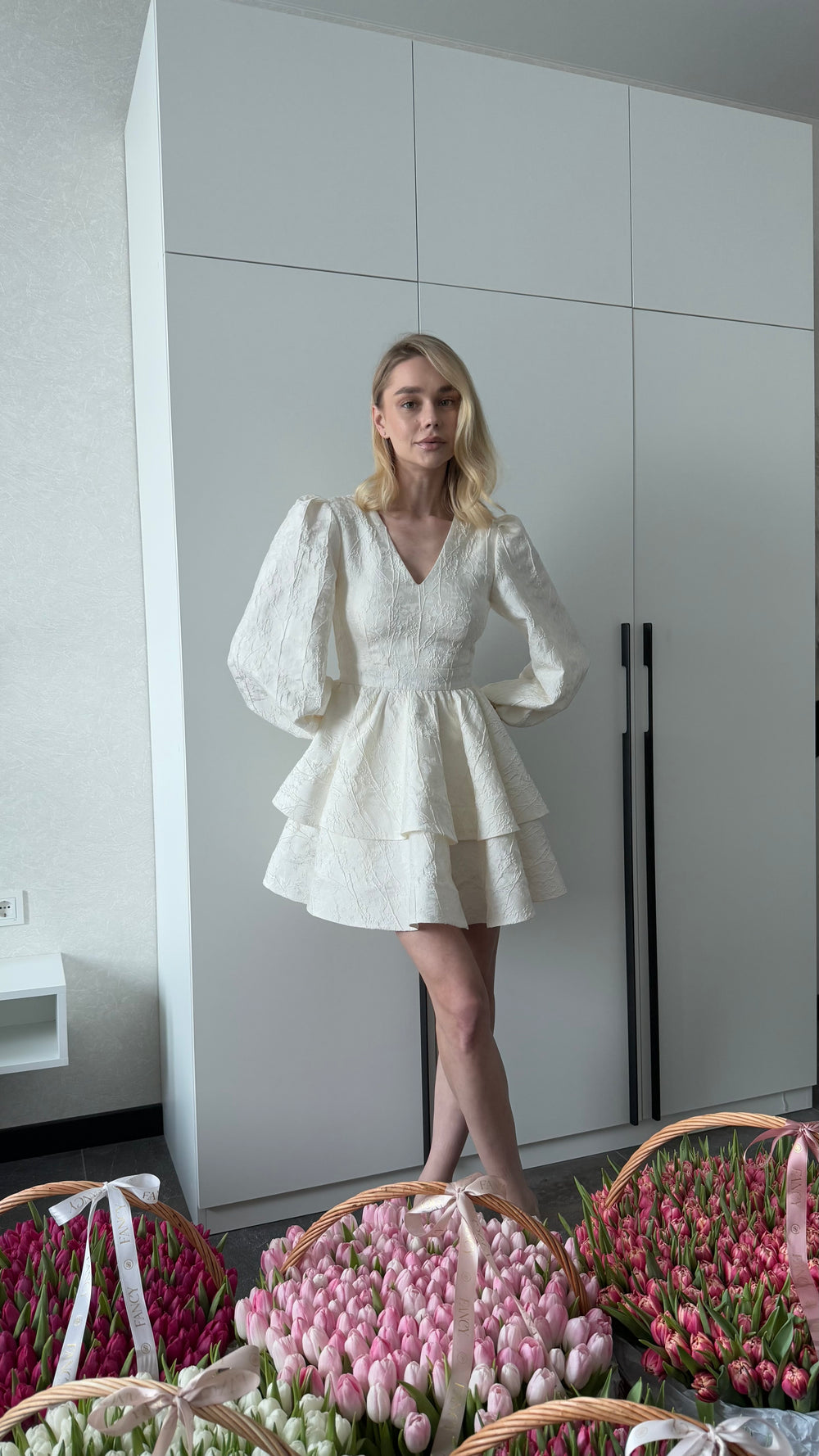 Klari dress jacquard with regilin white