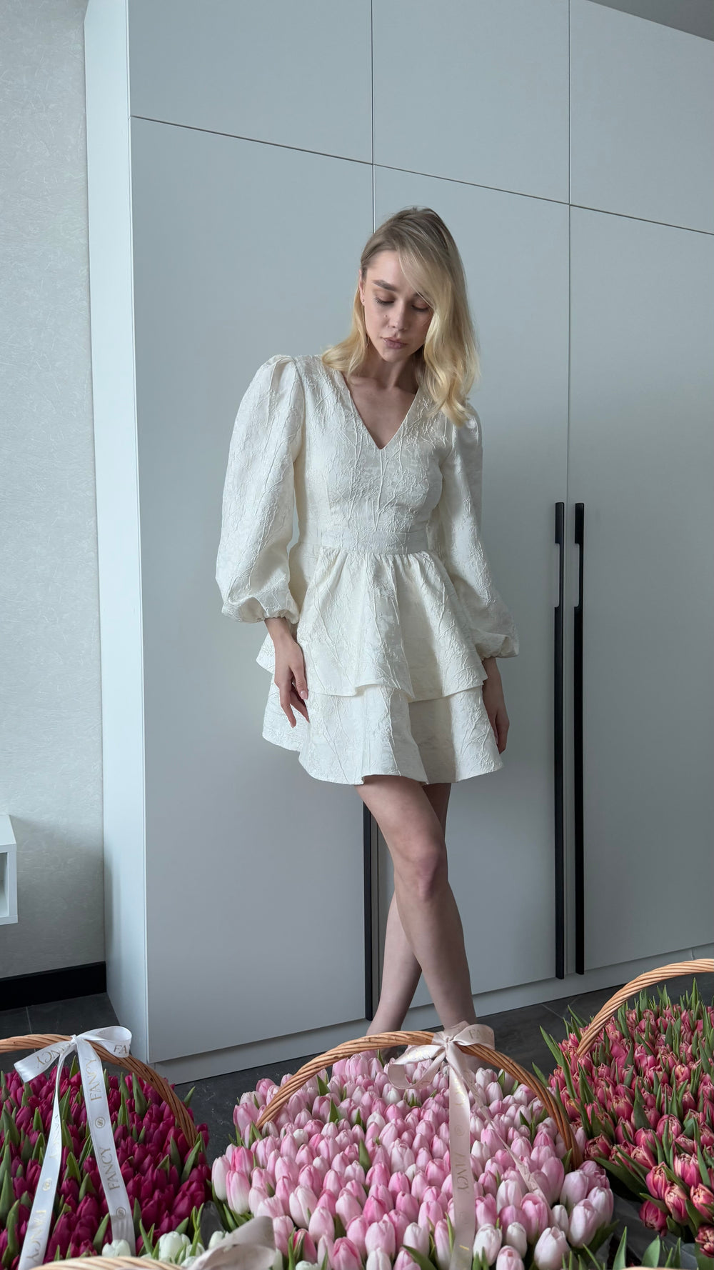 Klari dress jacquard with regilin white