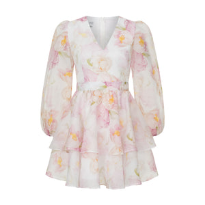 Dress Megan with organza print pions