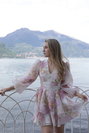 Dress Megan with organza print pions