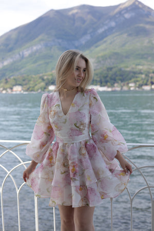 Dress Megan with organza print pions