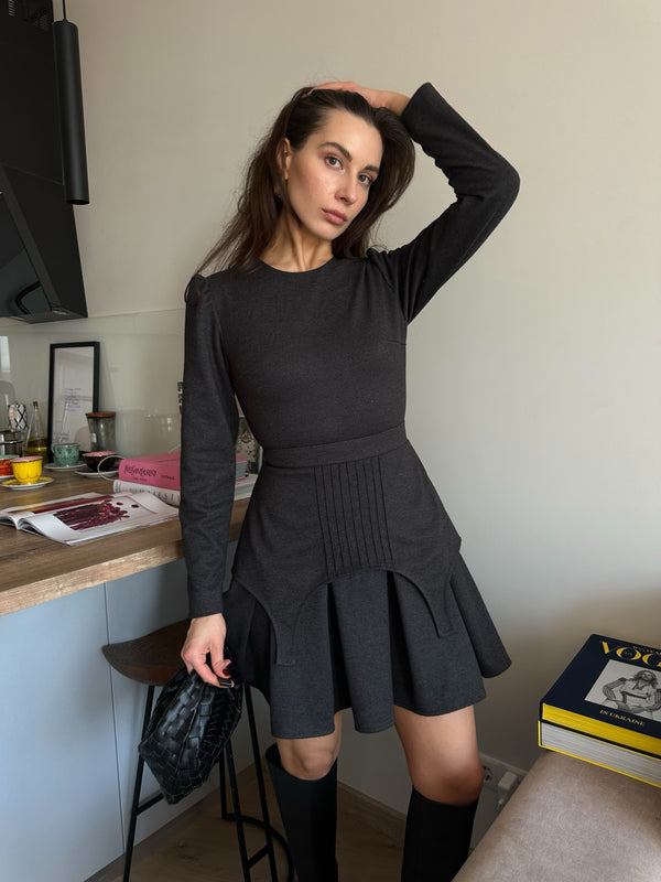 Dress Adel mini with basque graphite
