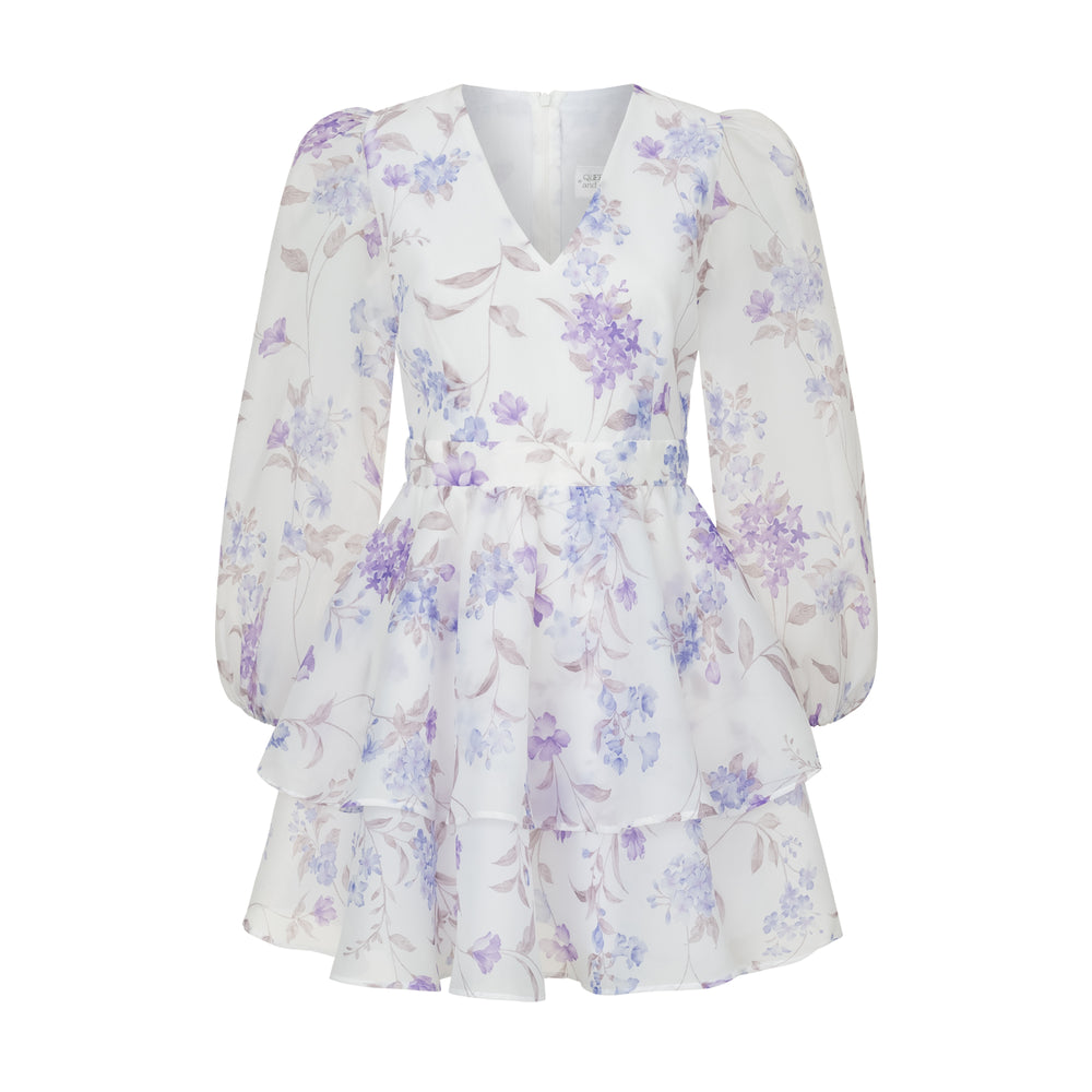 Dress Megan with organza print viola