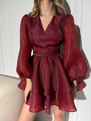 Dress Megan with organza print red