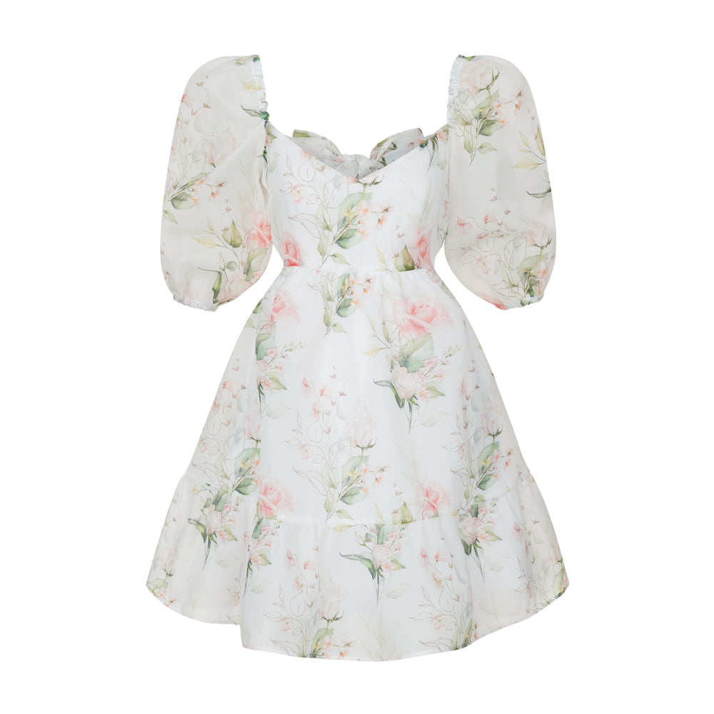 Dress Kelly with organza print roses