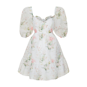 Dress Kelly with organza print roses