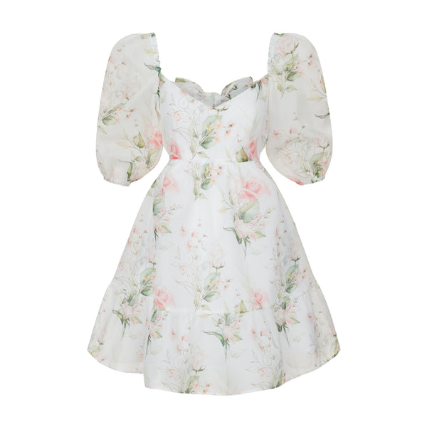 Dress Kelly with organza print roses
