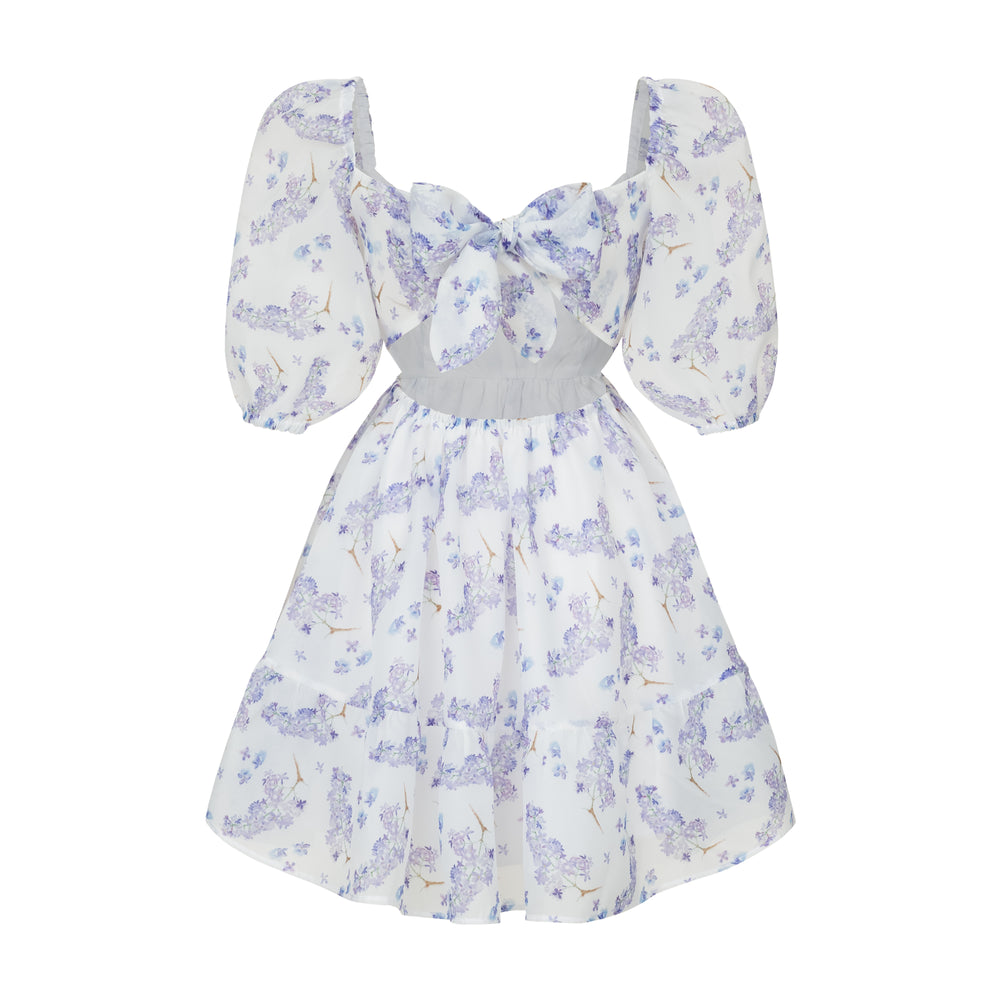 Dress Kelly with organza print lilac
