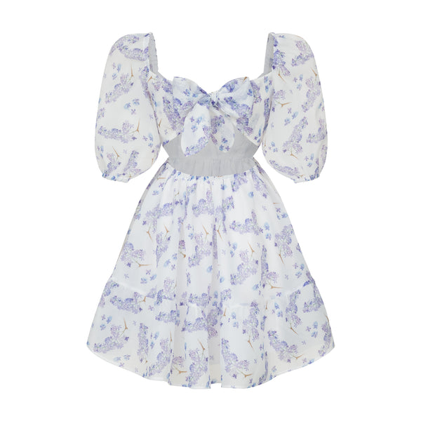 Dress Kelly with organza print lilac