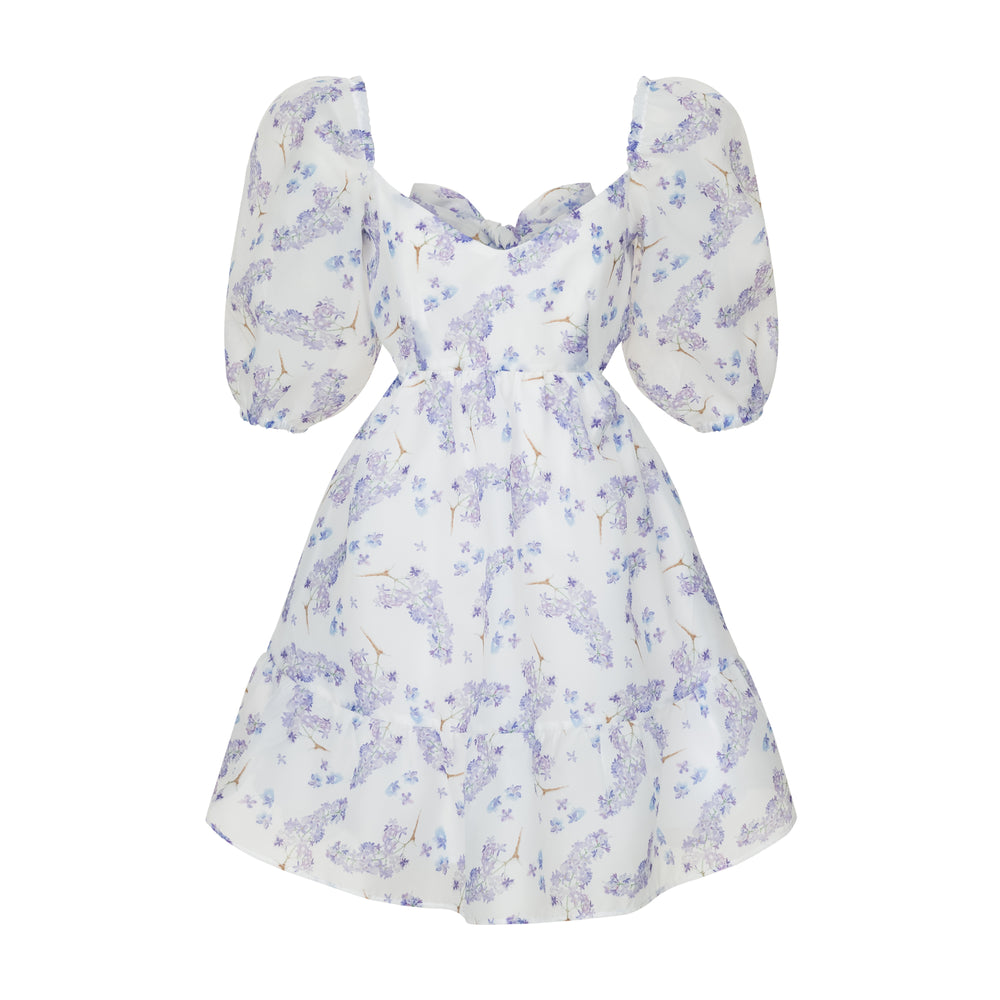 Dress Kelly with organza print lilac