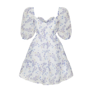Dress Kelly with organza print lilac