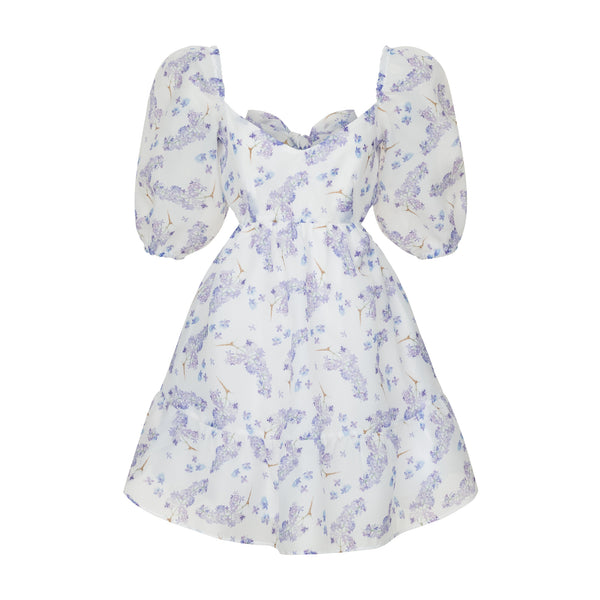 Dress Kelly with organza print lilac
