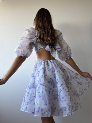 Dress Kelly with organza print lilac