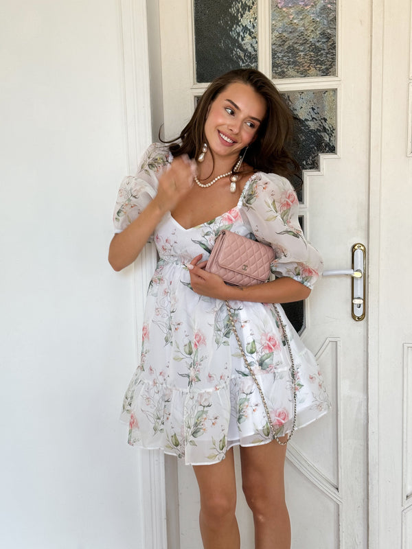 Dress Kelly with organza print roses
