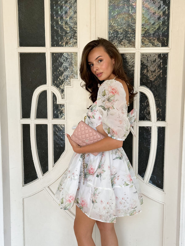 Dress Kelly with organza print roses