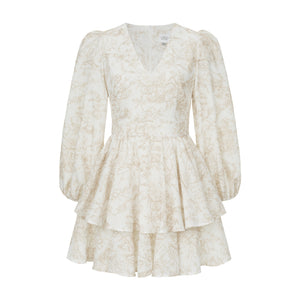 Klari Dior-style dress in polished linen in beige