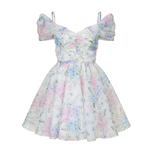 Dress Amelia with organza print hydrangea