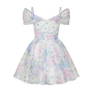 Dress Amelia with organza print hydrangea