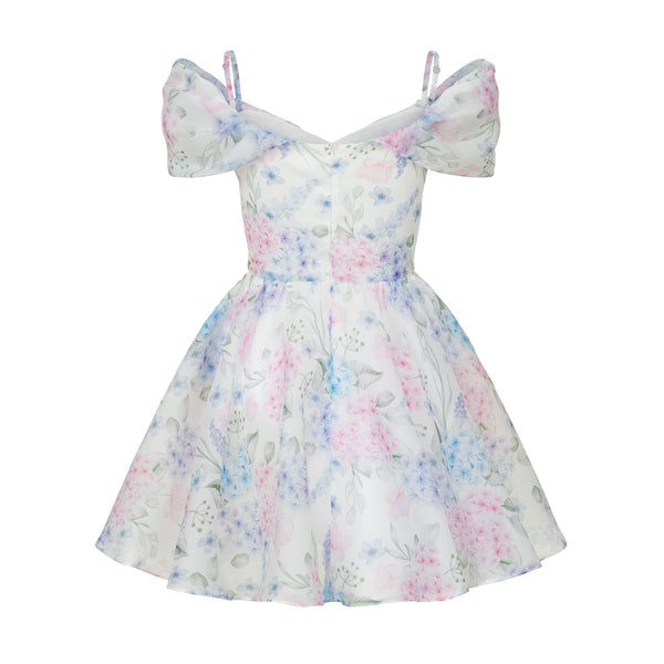 Dress Amelia with organza print hydrangea