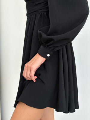 Drapi mini dress in black viscose silk