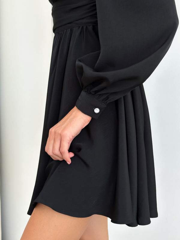 Drapi mini dress in black viscose silk