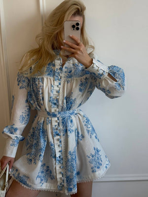 Dress Liora blue flowers