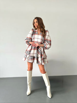 Dress Klari warm red check