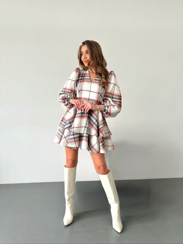 Dress Klari warm red check