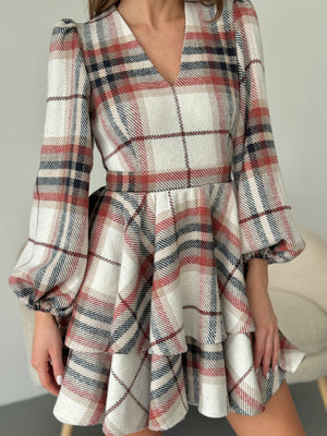Dress Klari warm red check