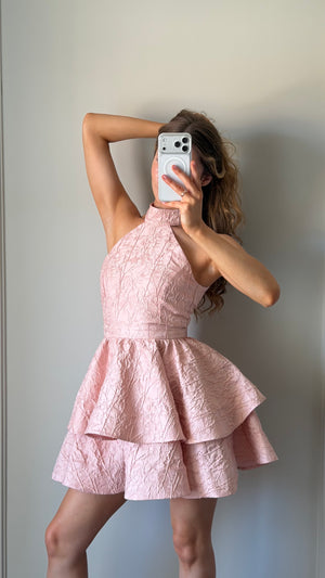 Mia dress jacquard with regilin pink