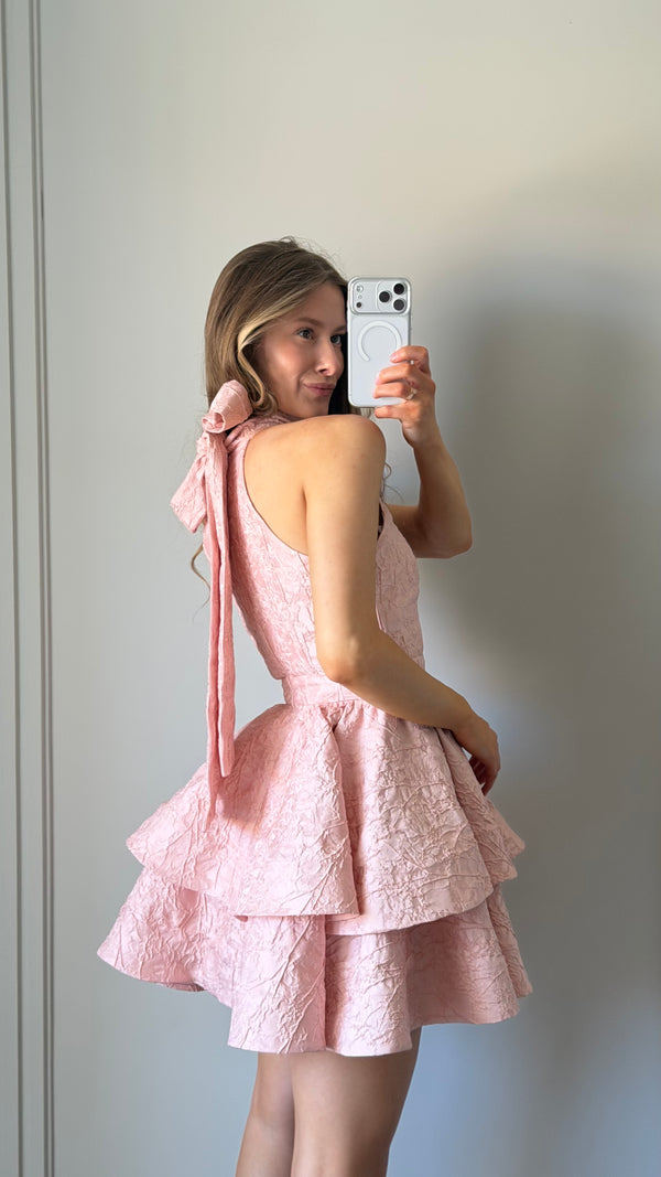 Mia dress jacquard with regilin pink