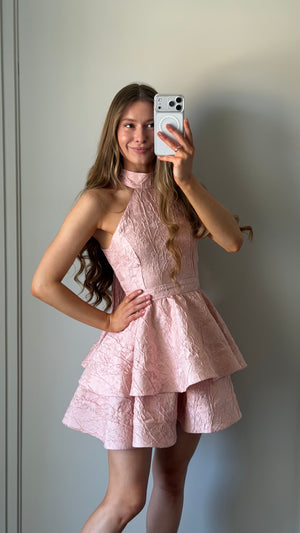 Mia dress jacquard with regilin pink