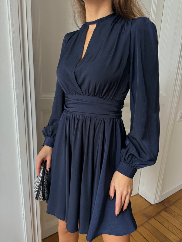 Drapi mini dress in blue viscose silk