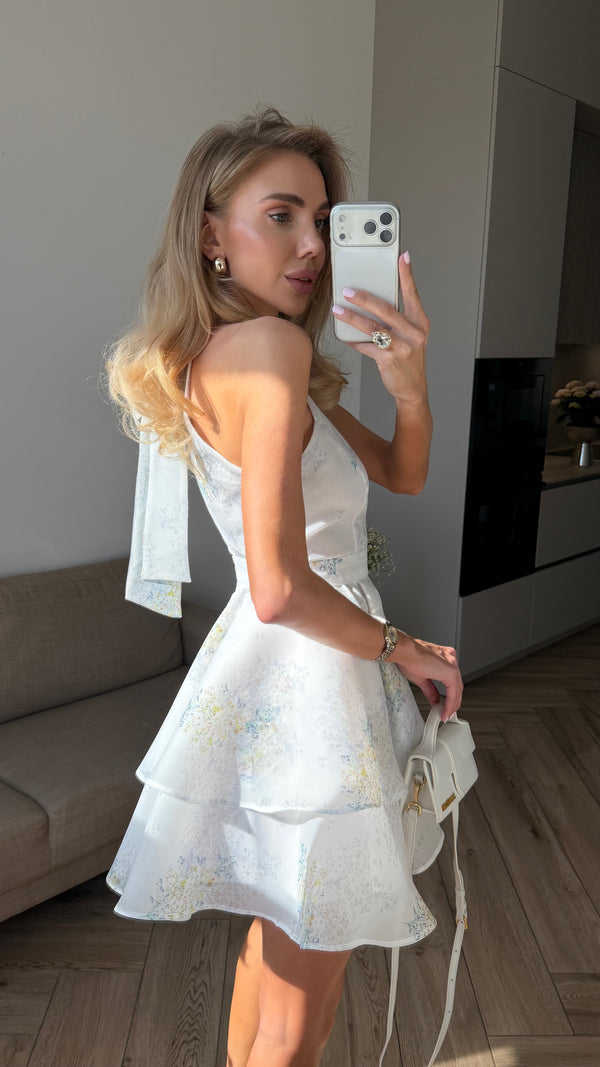 Dress Mia with organza print mimosa