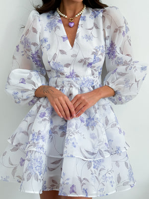 Dress Megan with organza print viola